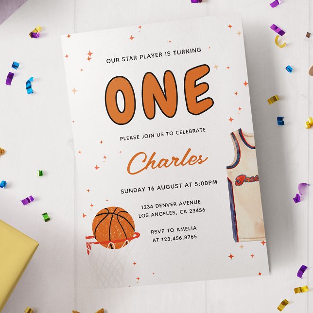 Basketball Sports Kids Birthday Party Invitation (Creator Uploaded)