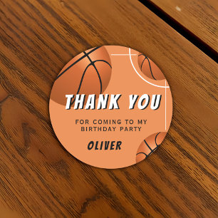 Basketball Sports Kids Birthday Thank you Classic Round Sticker