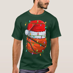 Basketball Sports Lover Xmas Lights Basketball Chr T-Shirt