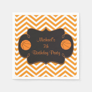 Basketball Sports Orange Birthday Napkin