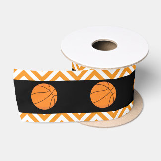 Basketball Sports Orange Birthday Satin Ribbon