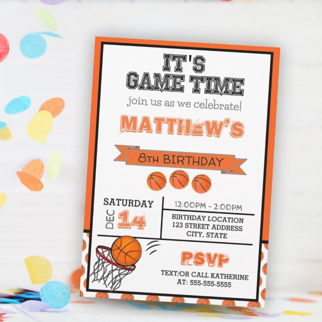 Basketball Sports Party Invitation (Basketball Sports Party Invitation)