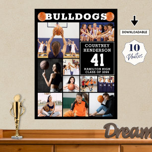 Basketball Sports Senior Night 10 Photo Collage Poster