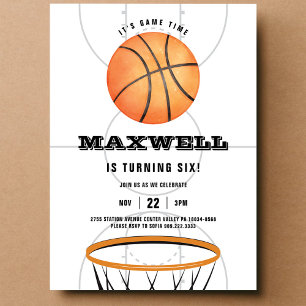 Basketball Sports Slam Dunk Theme Birthday Invitation