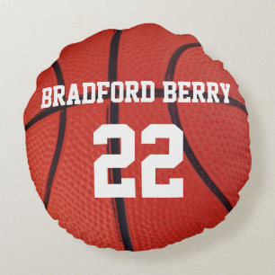Basketball Sports Team custom Name Number Round Cushion