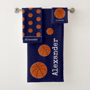 Basketball Sports Team Personalised Blue Bath Towel Set