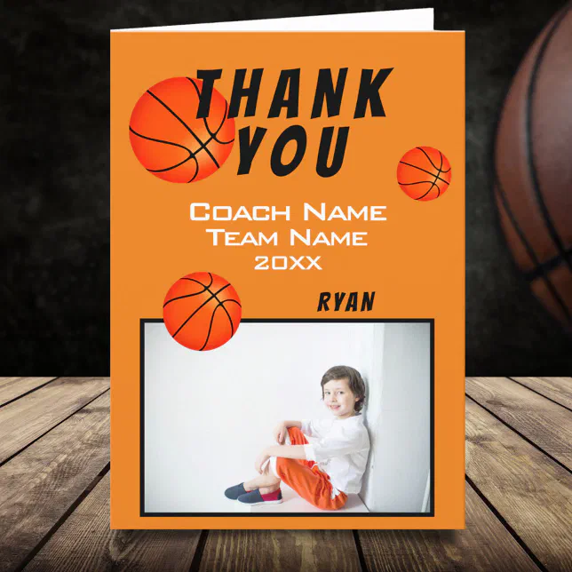 Basketball Sports Thank you Coach Card | Zazzle