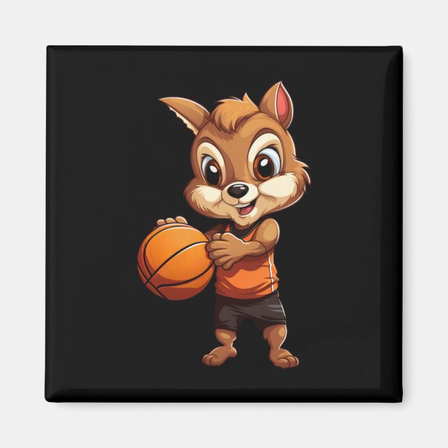 Basketball Squirrel  Magnet (Front)