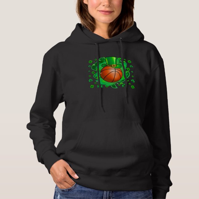 Basketball St Patricks Day Leprechaun Shamrock Boy Hoodie (Front)