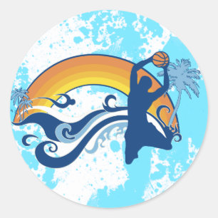 basketball. summersetz. classic round sticker