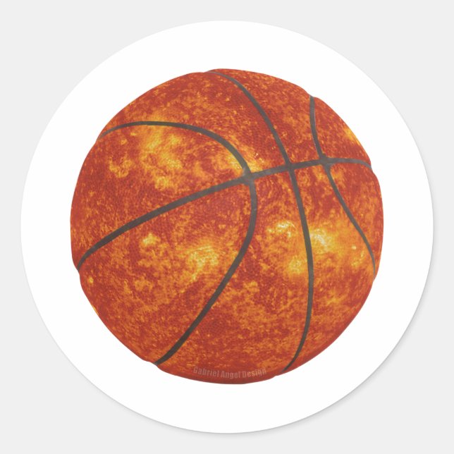 Basketball Sun Classic Round Sticker (Front)