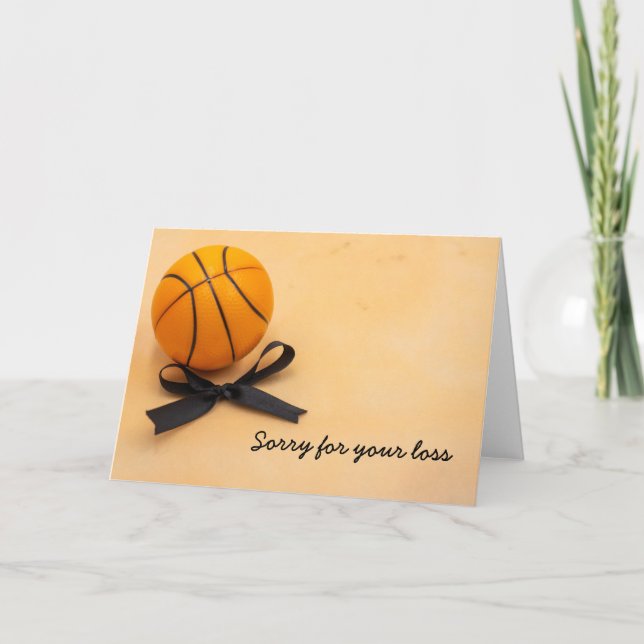 Basketball sympathy with black ribbon sorry card (Front)
