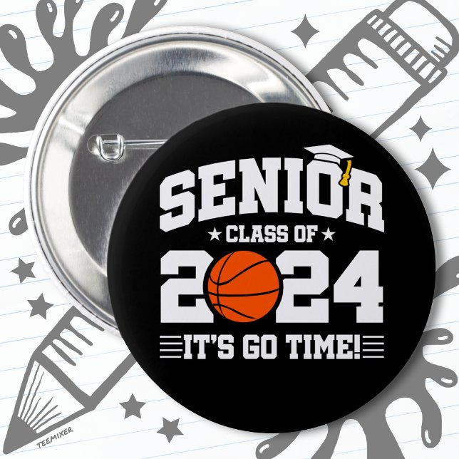 Basketball Team Class 2024 Graduation Senior 2024 6 Cm Round Badge (Creator Uploaded)