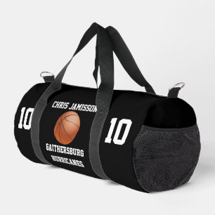Basketball Team Coach or Player Black Personalised Duffle Bag