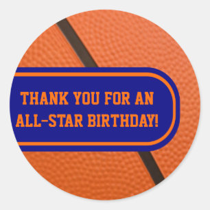 Basketball Team Colours Customisable Party Favour Classic Round Sticker