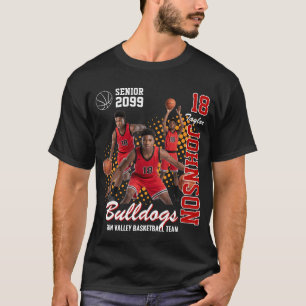 Basketball Team Custom Photo Senior Night Red T-Shirt