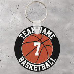 Basketball Team Name and Player Number Custom Key Ring<br><div class="desc">Create your own customized keychains for basketball players and teams! Just click to personalize the template, and type in your own basketball team name and player jersey numbers in the custom text boxes. You can even change the background color - currently set on black - to your own team colors....</div>