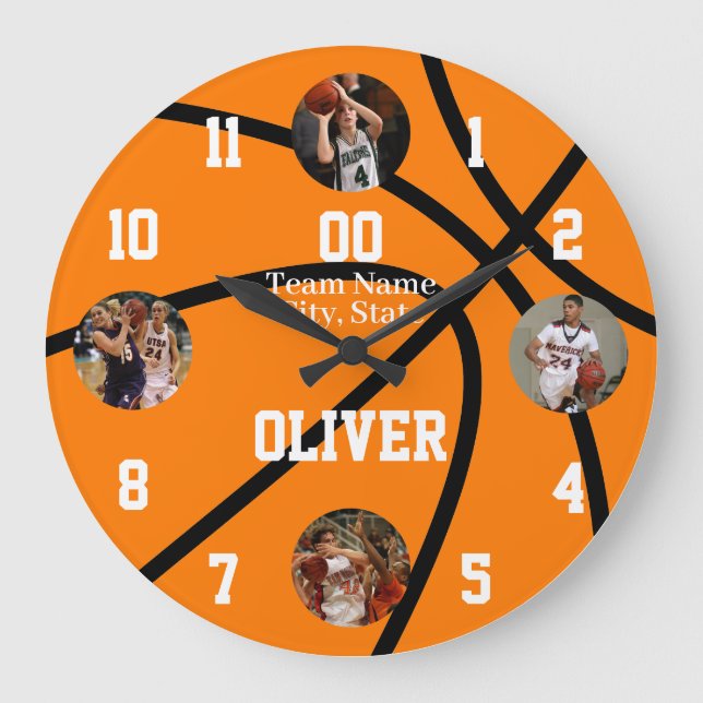 Basketball Team Player Spirit  Large Clock (Front)