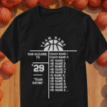 Basketball Team Roster Custom Player Names & Coach T-Shirt<br><div class="desc">Celebrate your basketball team in style with this fully customisable team roster shirt! Perfect for high school teams, youth leagues, and local clubs, this design lets you personalise every detail — from the team name and city to player names, numbers, coaches, and even a special team quote. Whether you're a...</div>