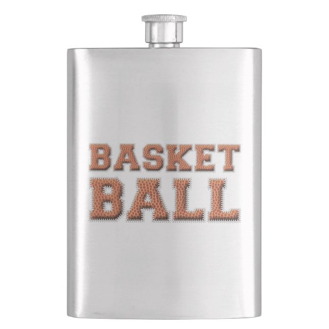 Basketball Text Hip Flask (Front)
