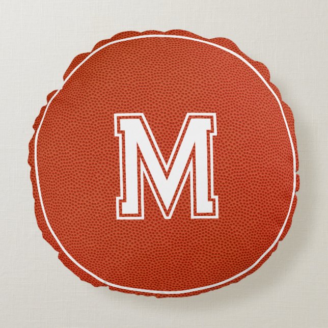 Basketball Textured Sports Round Cushion (Front)
