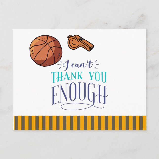 Basketball thank you coach postcard (Front)
