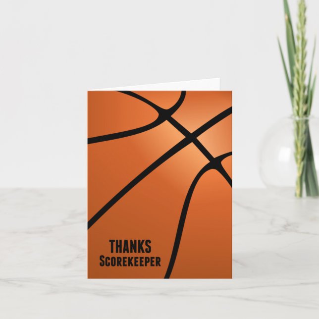 Basketball Thanks Scorekeeper Customisable Blank Thank You Card (Front)