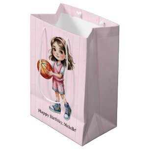 Basketball Theme Birthday Party For Girl’s Medium Gift Bag