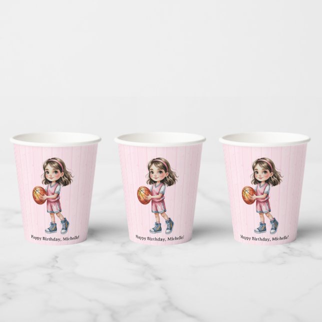 Basketball Theme Birthday Party For Girl’s Paper Cups (Multi)