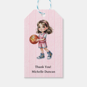 Basketball Theme Birthday Party For Girls Thanks Gift Tags
