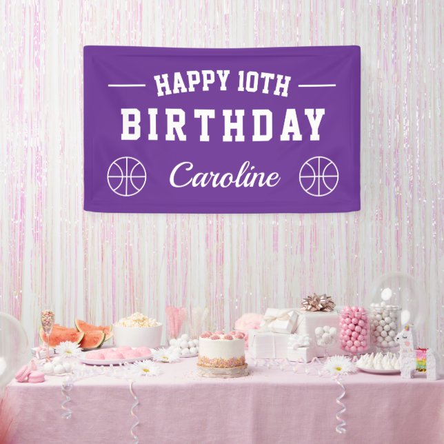 Basketball theme Happy Birthday party custom Banner (Party)
