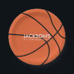 Basketball Themed Birthday Party Paper Plate<br><div class="desc">Fun party paper plates featuring an illustration of basketball. Personalise them with your child's name and text of your choice for a complete one of a kind look.</div>