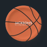 Basketball Themed Birthday Party Paper Plate<br><div class="desc">Fun party paper plates featuring an illustration of basketball. Personalise them with your child's name and text of your choice for a complete one of a kind look.</div>