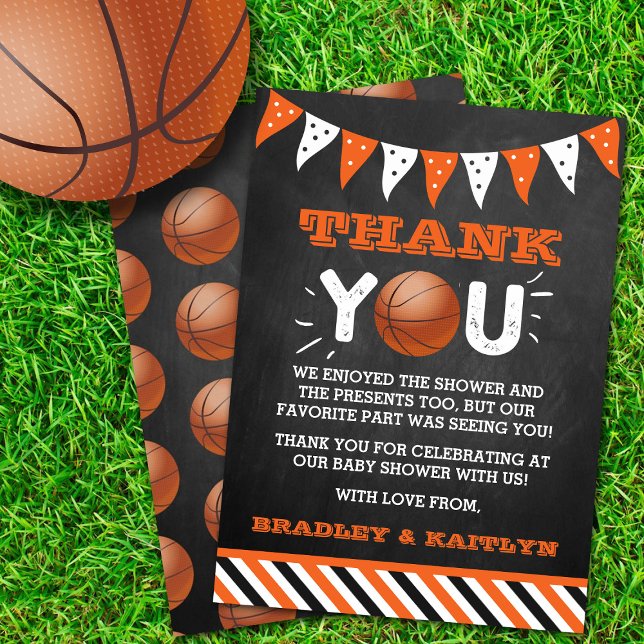 Basketball Themed Co-ed Baby Shower Thank You Card (Creator Uploaded)