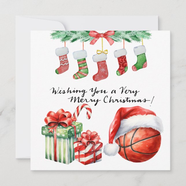 Basketball themed for Christmas  Holiday Card (Front)