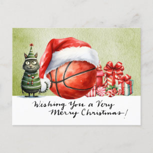 Basketball themed for Christmas Holiday Postcard