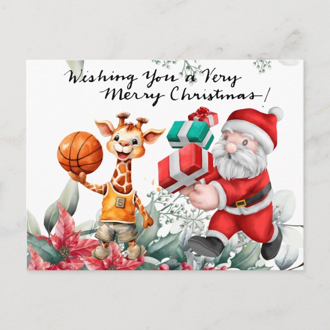 Basketball themed for Christmas  Holiday Postcard (Front)
