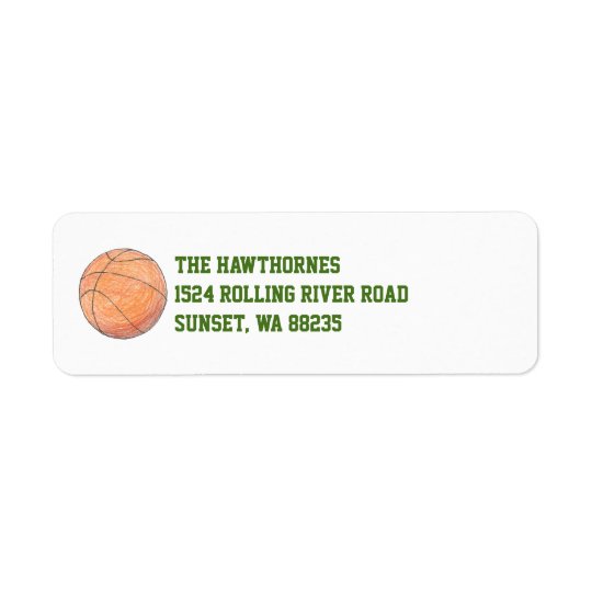 Basketball themed return address label