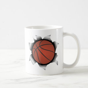 basketball thru metal sheet coffee mug