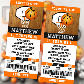 Basketball Ticket Birthday Invitation