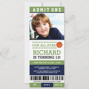 Basketball Ticket Birthday Invites