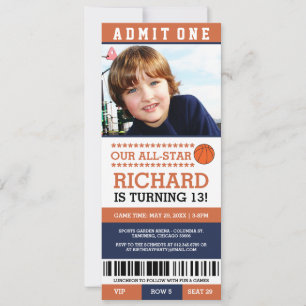 Basketball Ticket Birthday Invites