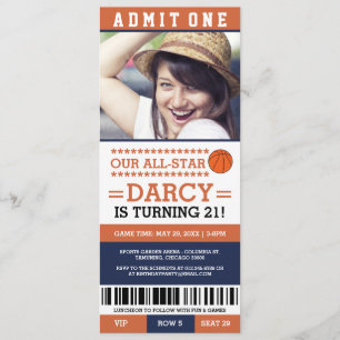 Basketball Ticket Birthday Invites