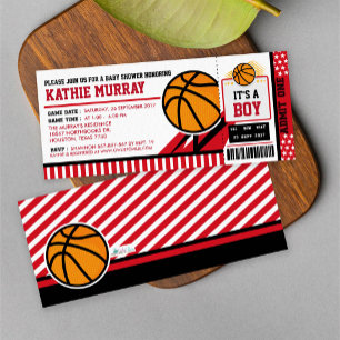 Basketball Ticket Pass Baby Shower Invitation