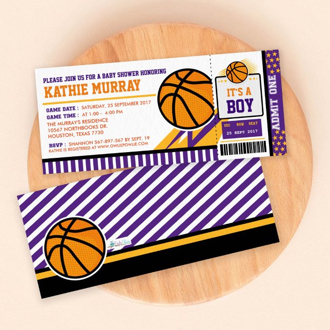 Basketball Ticket Pass Baby Shower Invitation (Creator Uploaded)