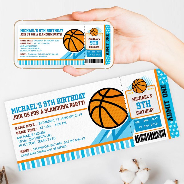 Basketball Ticket Pass Birthday Invitation (Creator Uploaded)