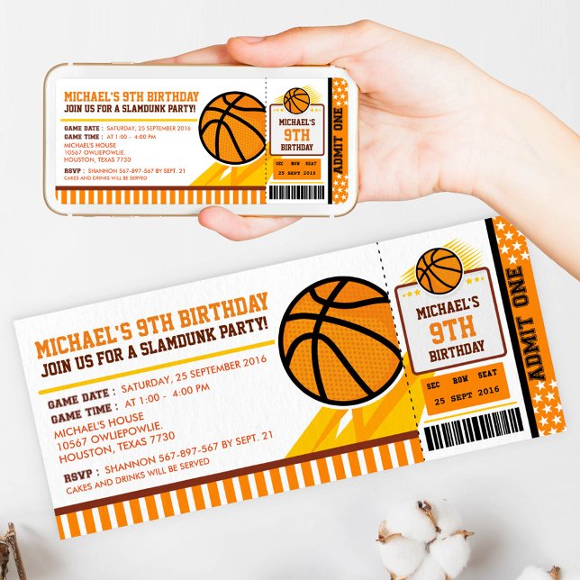 Basketball Ticket Pass Birthday Invitation (Creator Uploaded)