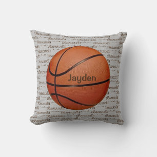 Basketball Tiled Text Throw Pillow