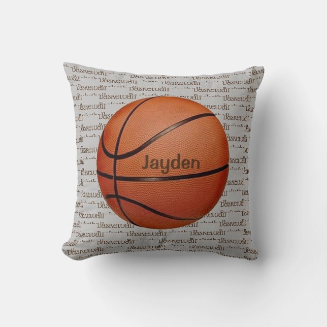 Basketball Tiled Text Throw Pillow (Front)