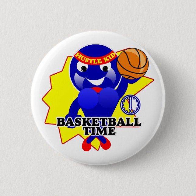 Basketball Time 6 Cm Round Badge (Front)